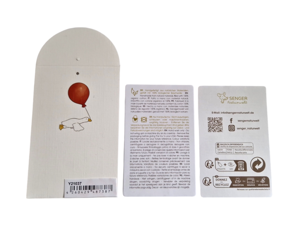 Senger Naturwelt Goose Stuffed Animal (Large, Grey) | Organic Cotton Plush with Warming Pillow