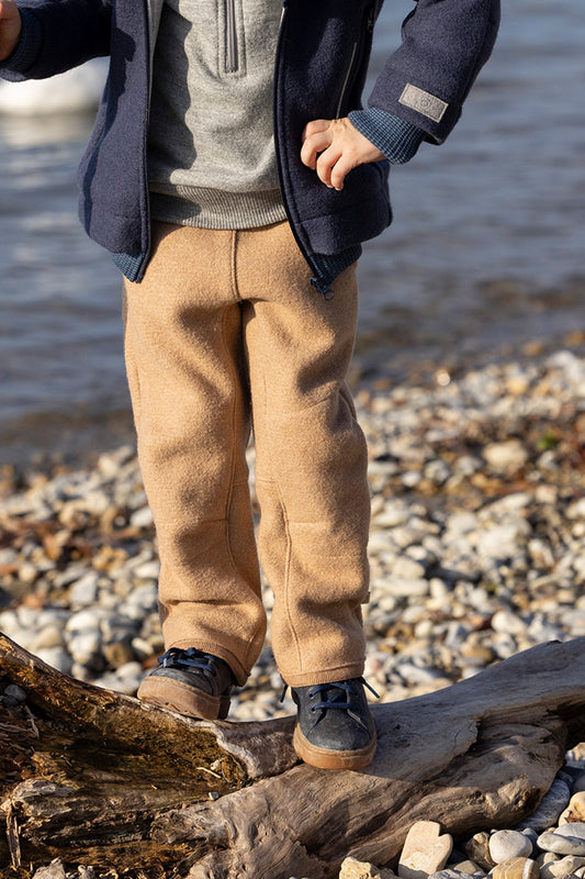 Disana boiled wool trousers brown for kids in new redesigned style