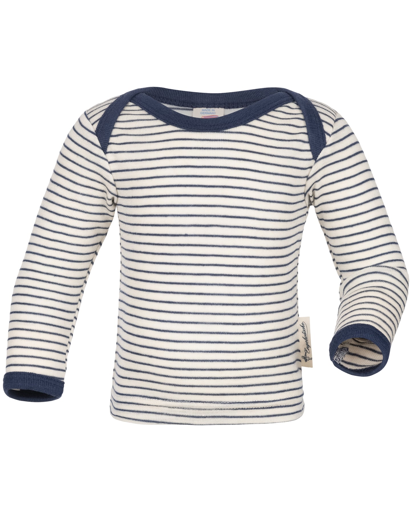 Engel Striped Wool & Silk Envelope Neck Shirt for Babies & Kids | Merino Base Layer