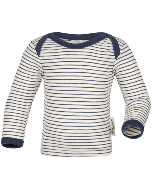 Engel Striped Wool & Silk Envelope Neck Shirt for Babies & Kids | Merino Base Layer
