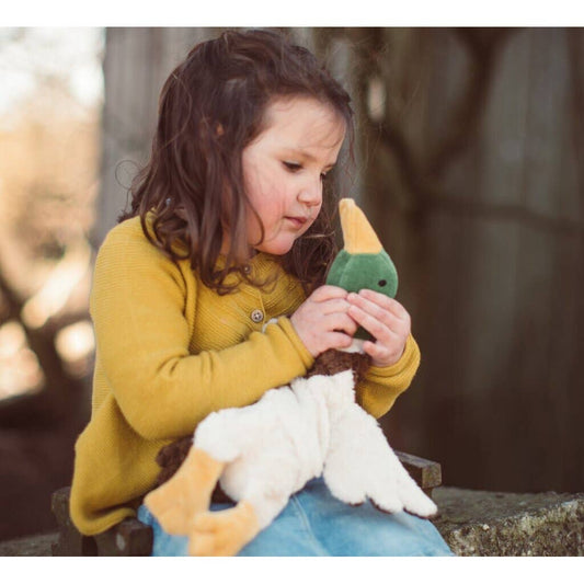 Senger Naturwelt Small Drake – Organic Cotton Stuffed Animal Warming Pillow (Grape Seed Fill)