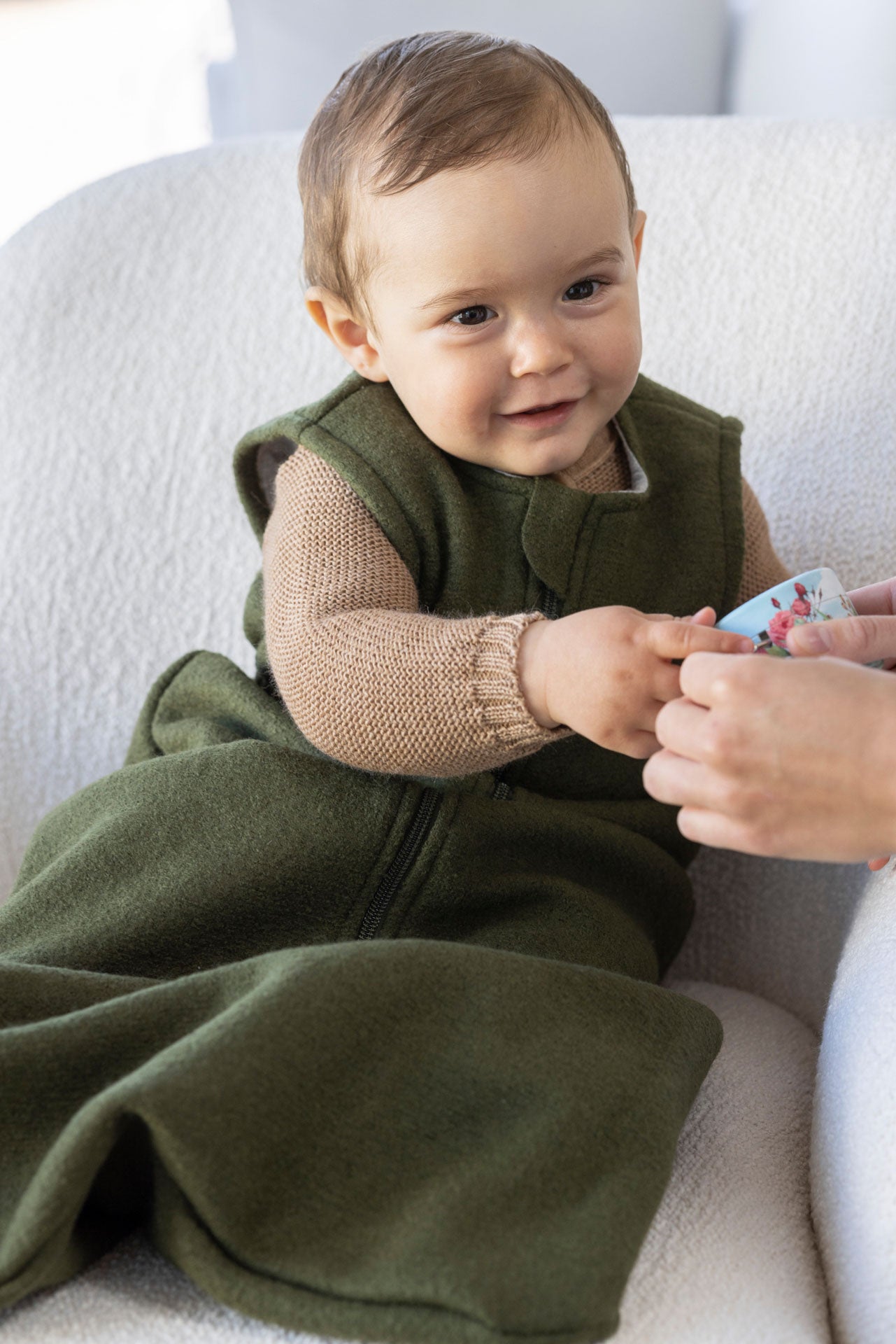 Cozy Boiled Wool Sleeping Bag with Organic Cotton Lining – Warm & Breathable Baby Sleep Sack - Lovely Margarethe