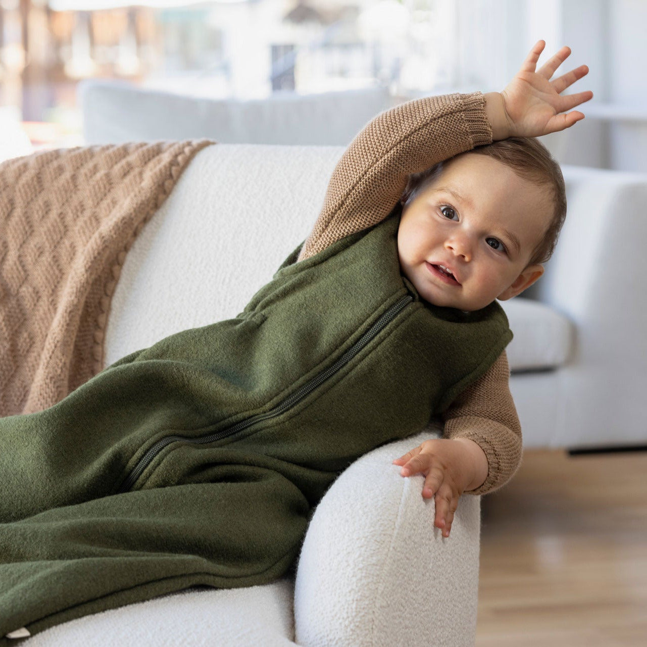 Cozy Boiled Wool Sleeping Bag with Organic Cotton Lining – Warm & Breathable Baby Sleep Sack - Lovely Margarethe