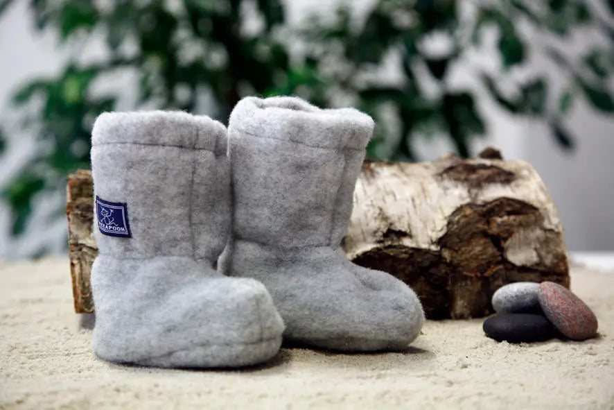 Unisex Baby Wool Fleece Booties / Adjustable Infant Shoes Pickapooh