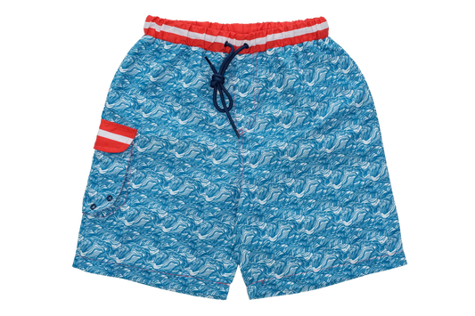 Boys' swim trunk with UPF 50+ ducksday