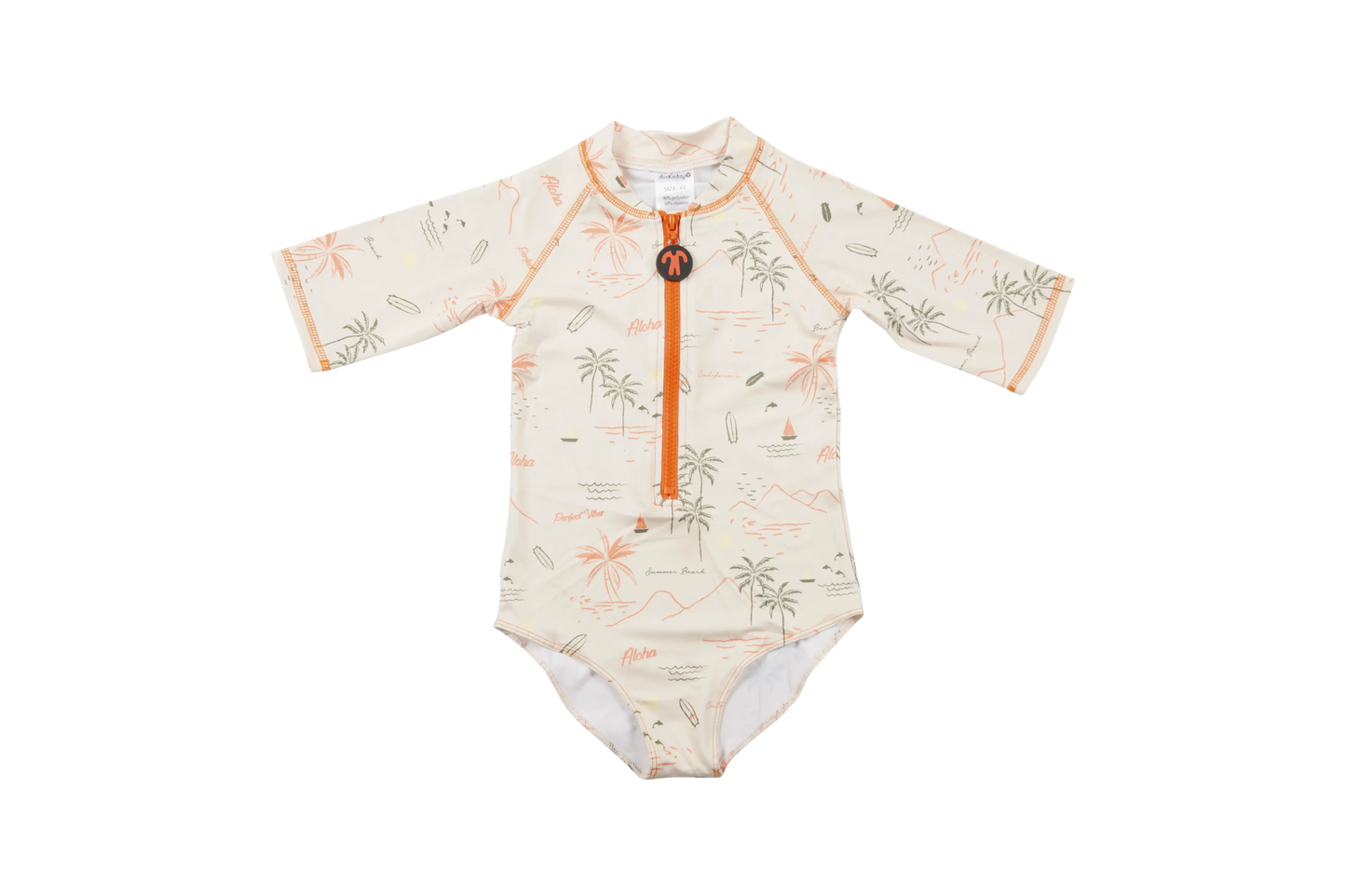 Girls' rash guard one-piece with UPF 50+ ducksday