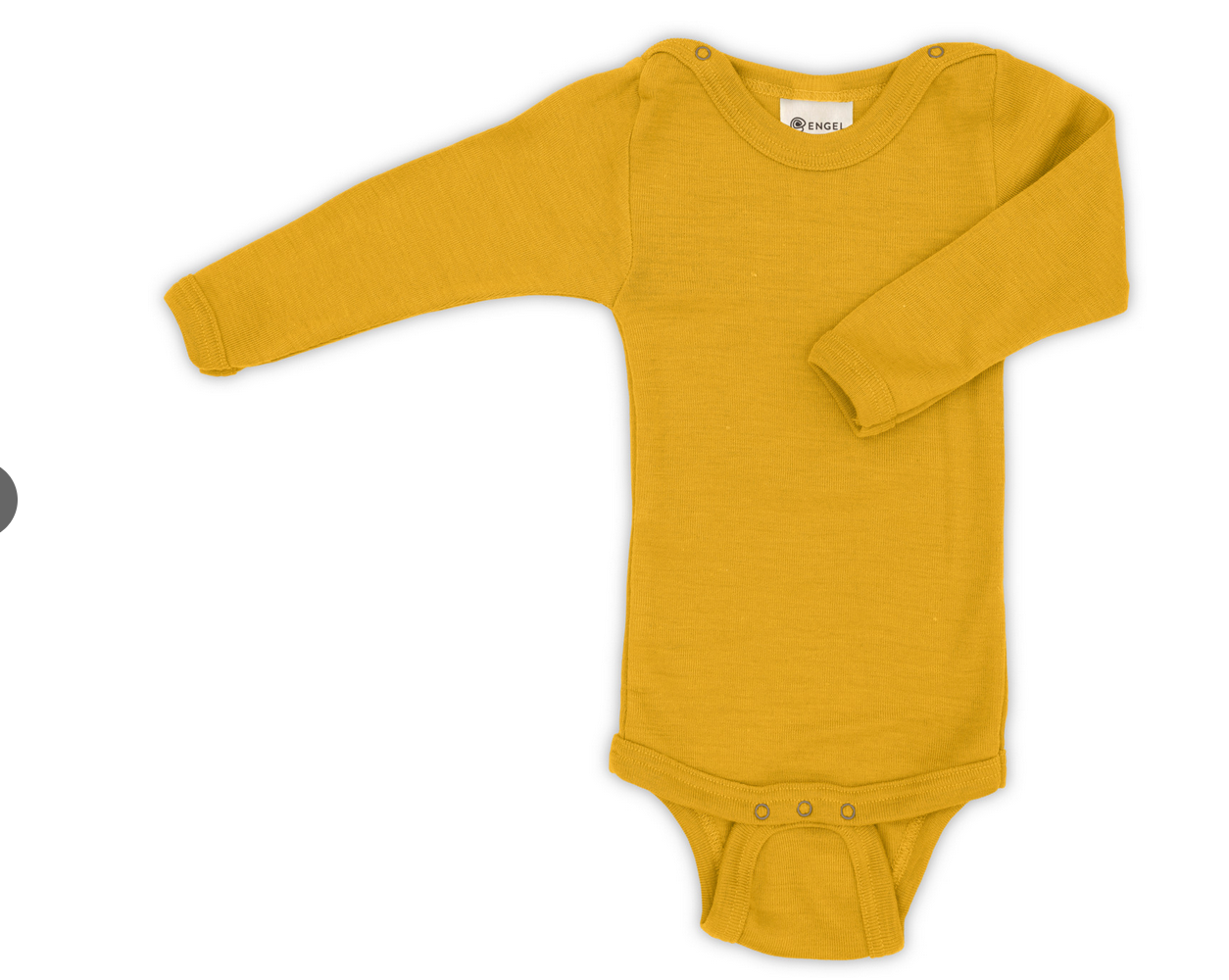 Yellow baby onesie with long sleeves on a white background