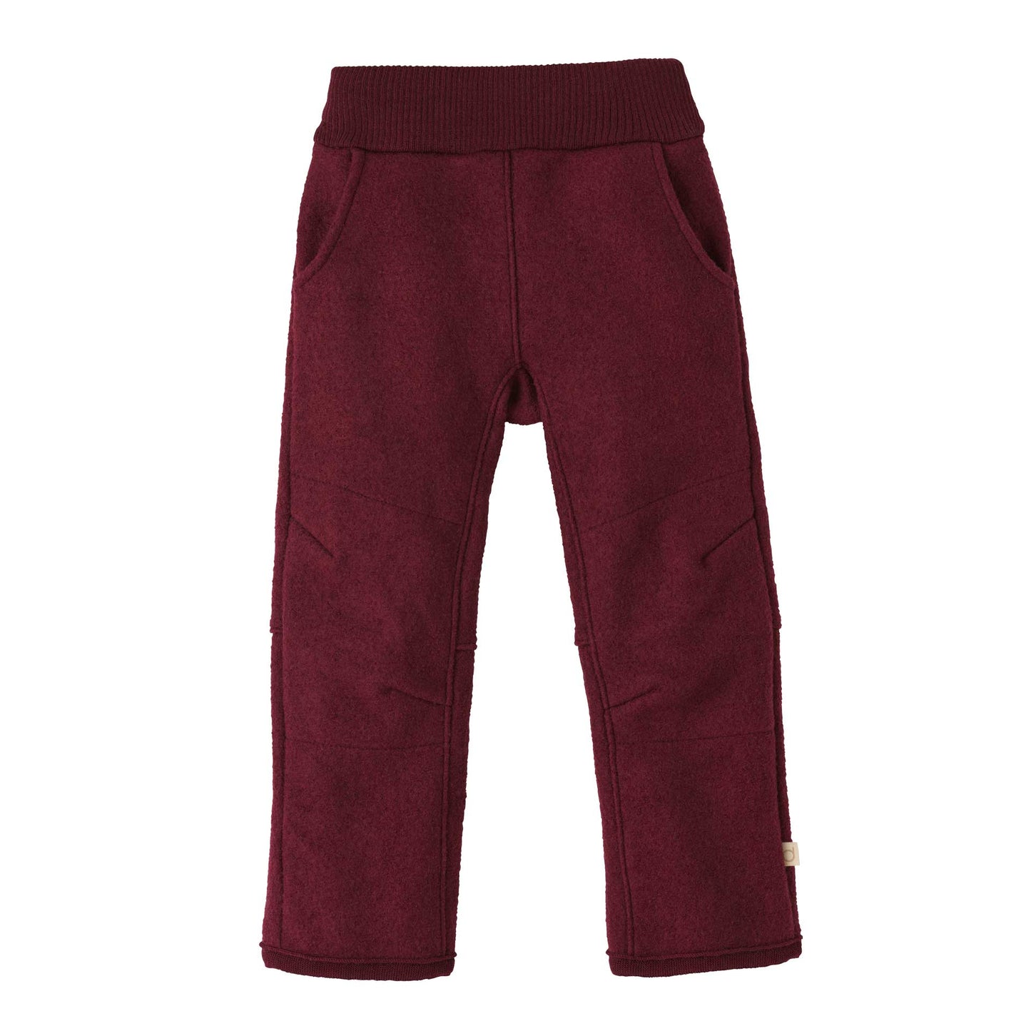 Maroon children's wool pants on a white background