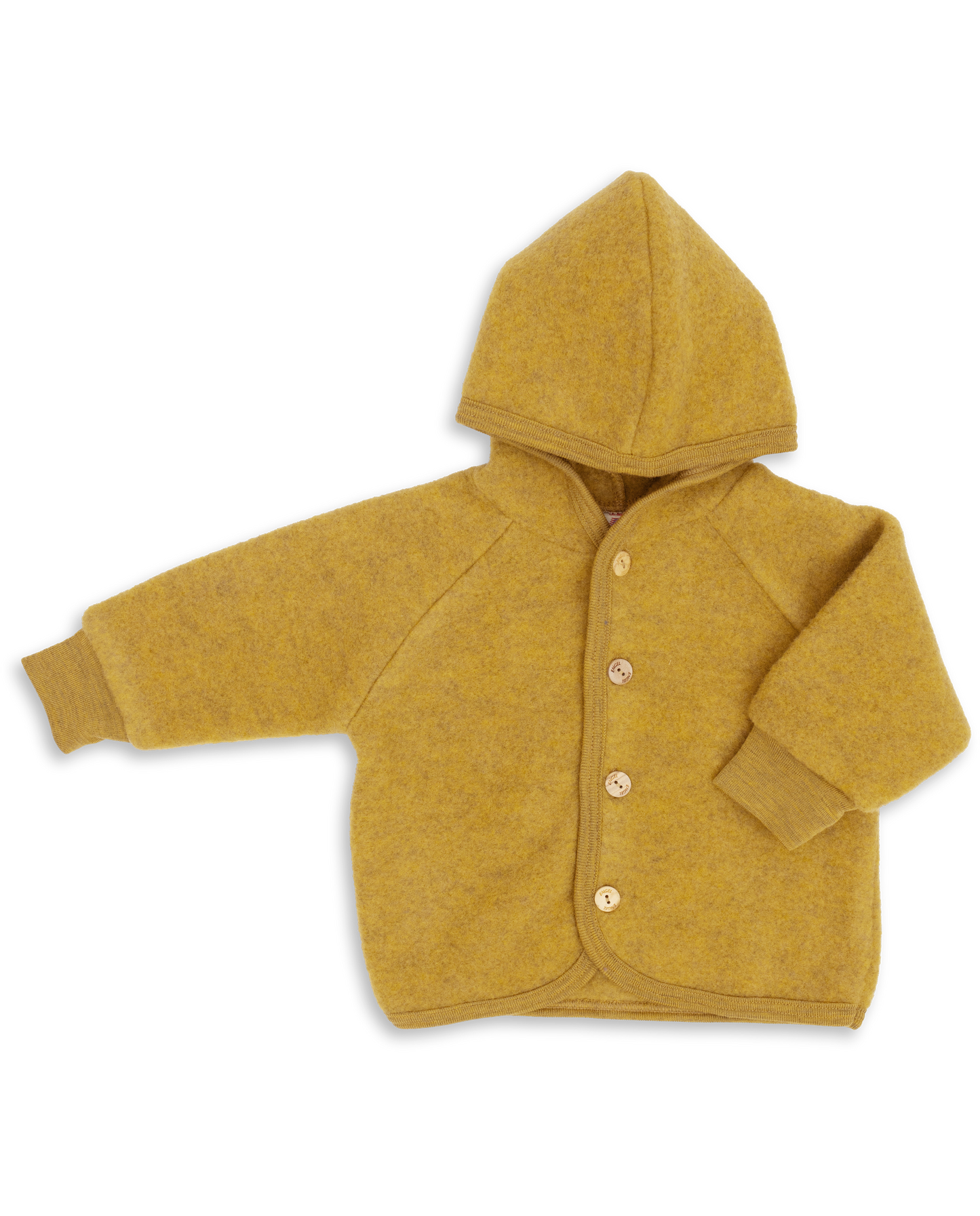 Engel baby  yellow hooded wool fleece jacket made from organic merino wool