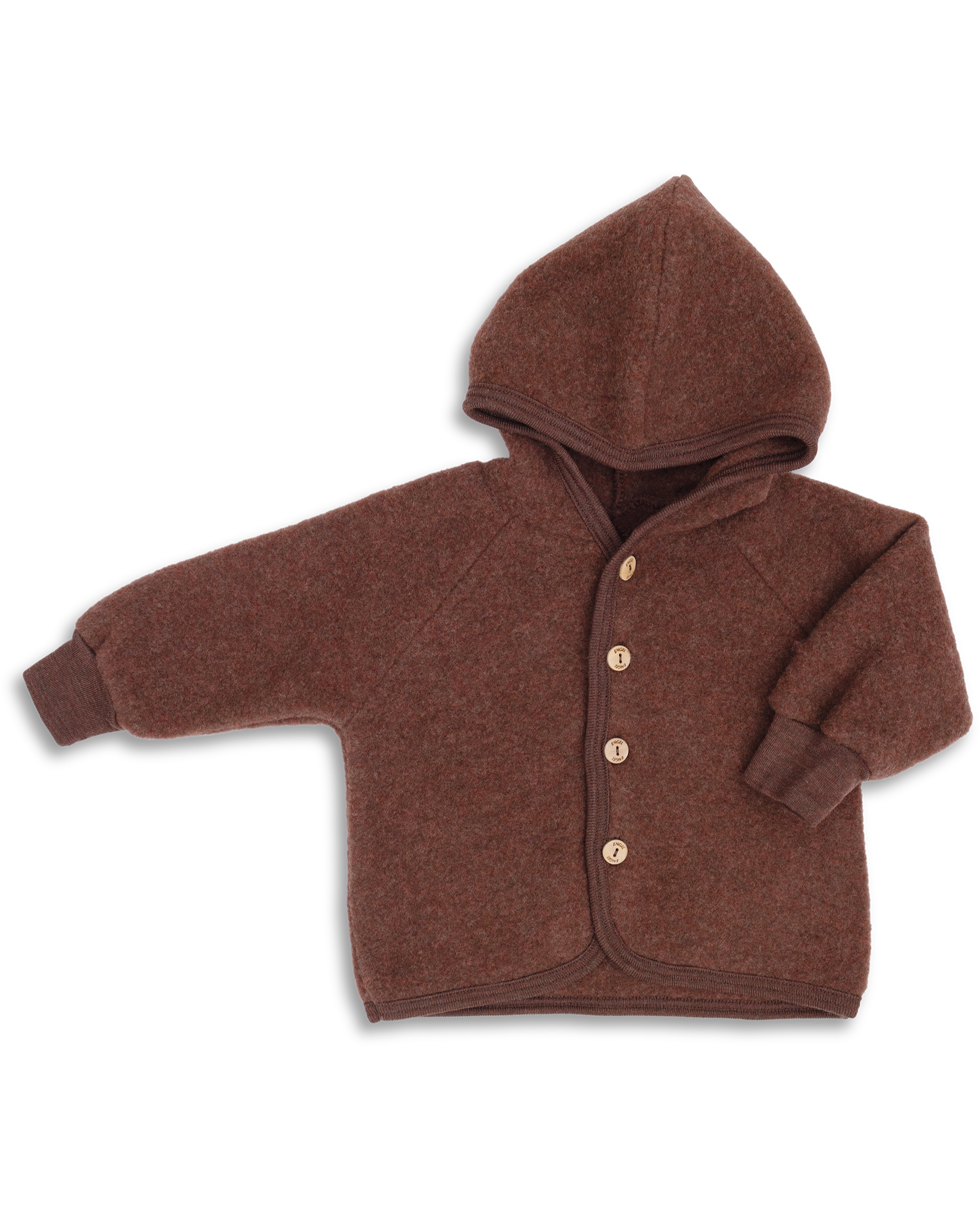 Engel baby brown hooded wool fleece jacket made from organic merino wool