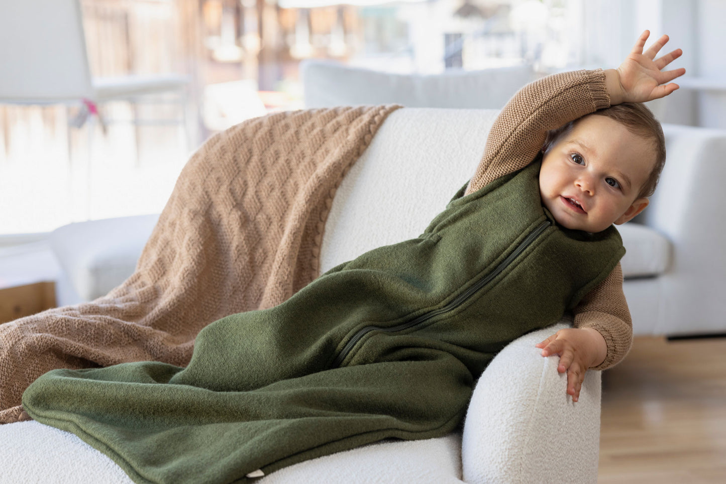 Cozy Boiled Wool Sleeping Bag with Organic Cotton Lining – Warm & Breathable Baby Sleep Sack - Lovely Margarethe