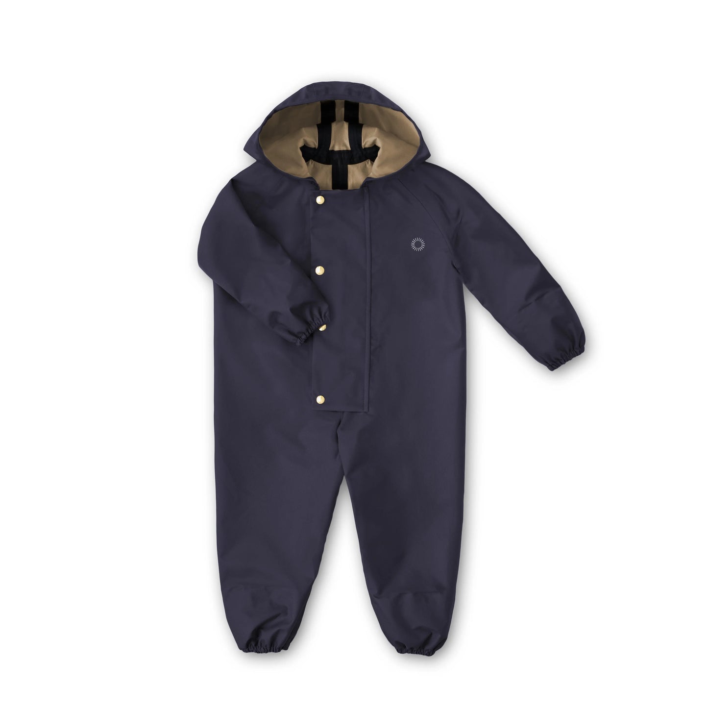 Providing head to ankle coverage, the Onesie is designed for little explorers. The roomy, attached hood allows for a hat during the colder seasons and air circulation when its warm. Soft elastic in the wrists and ankle cuffs help to keep things snug and the front flap provides additional coverage with brass snaps. This is an adorable option for parents who want their little ones to enjoy the natural world, whatever the weather.