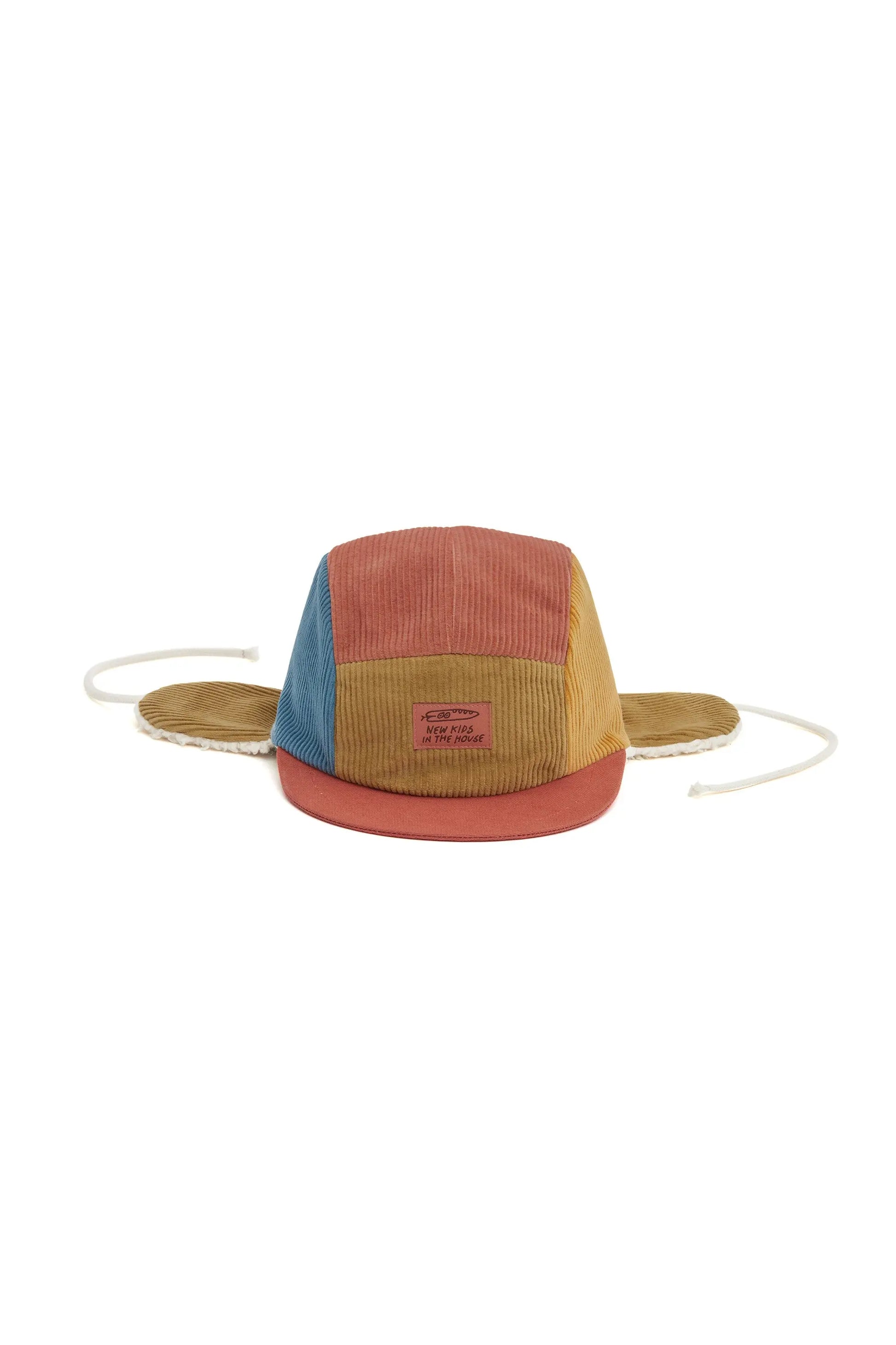 Corduroy 5-Panel Winter Cap with Ear Flaps New Kids In The House