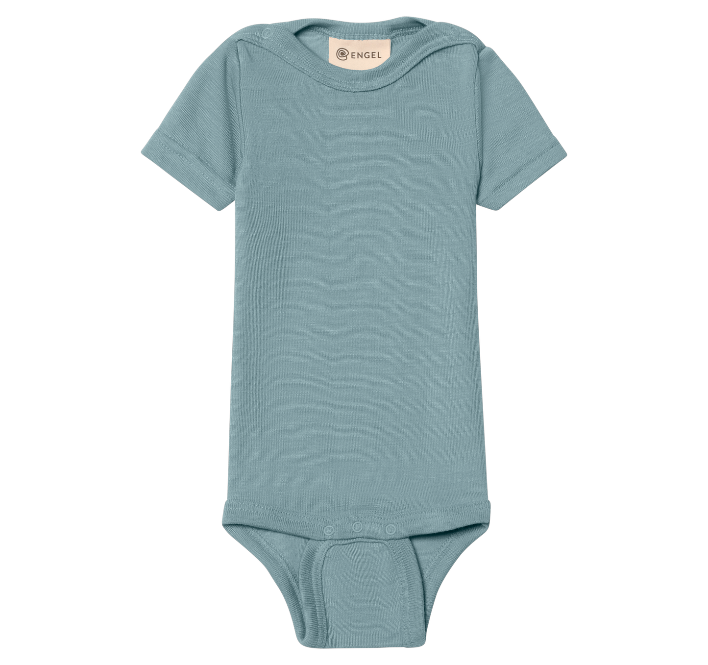 Baby short sleeve bodysuit made from organic wool and silk with snap buttons