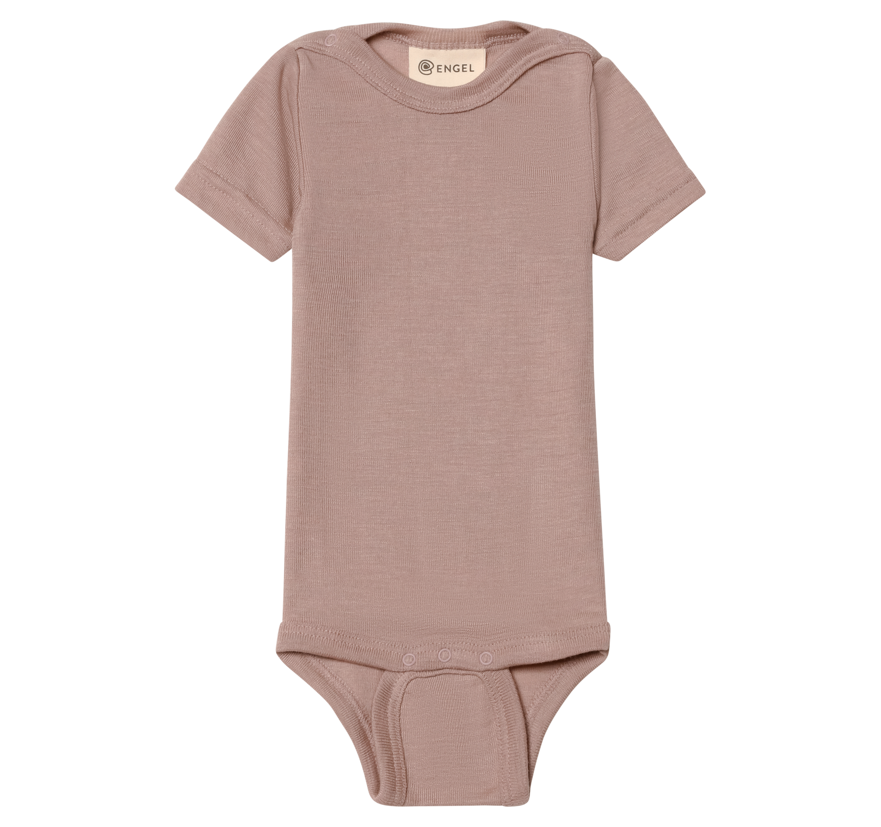 Baby short sleeve rose bodysuit made from organic wool and silk with snap buttons