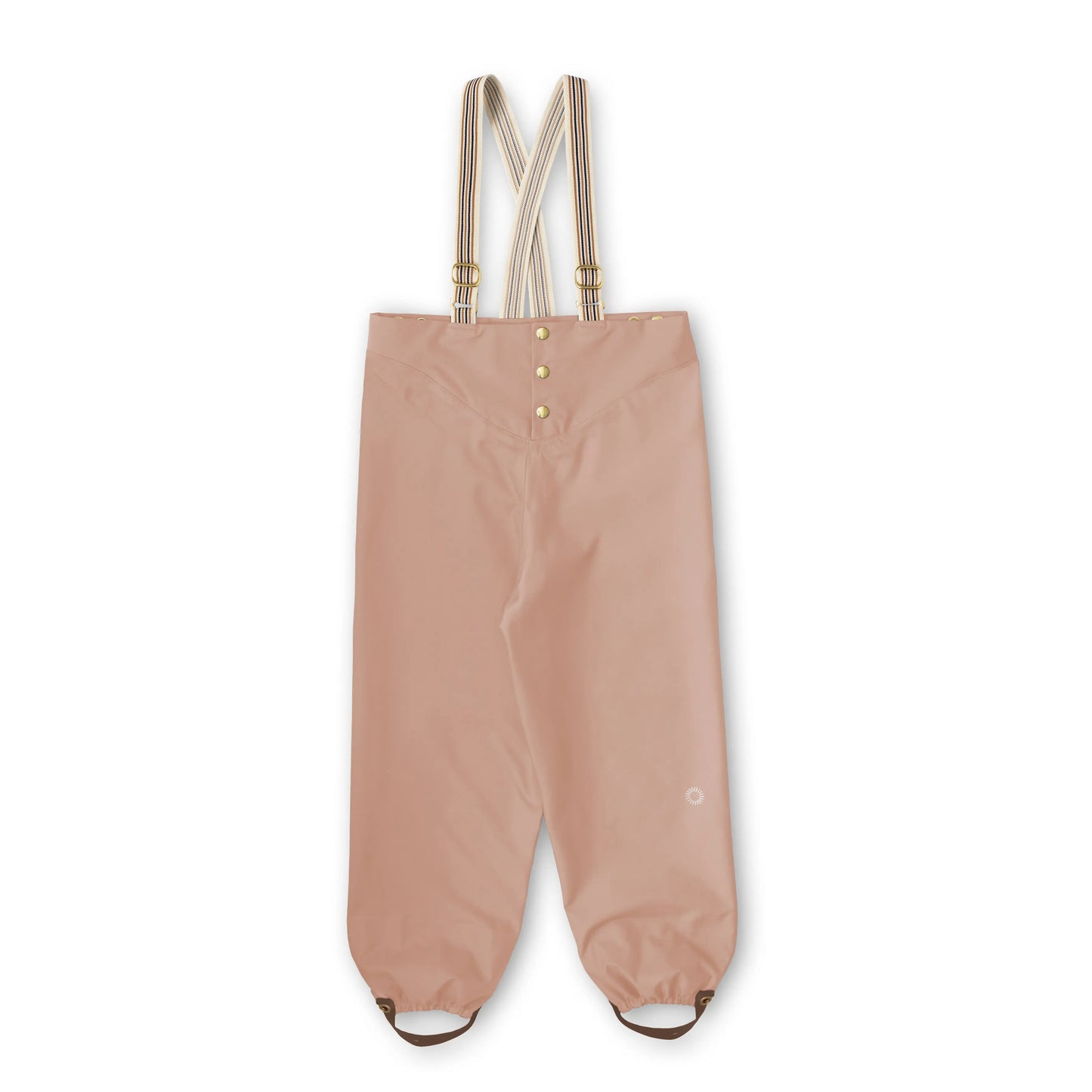 Made for children with a penchant for puddle jumping, the Rain Pants are inspired by French under trousers. The brass snaps open at the waistline to support independent dressing and there are several adjustable features: the suspenders, waistband and stirrups. This waterproof design fits at least three sizes and accommodates warm under-layers, so your child has the freedom to explore while staying cozy and dry.