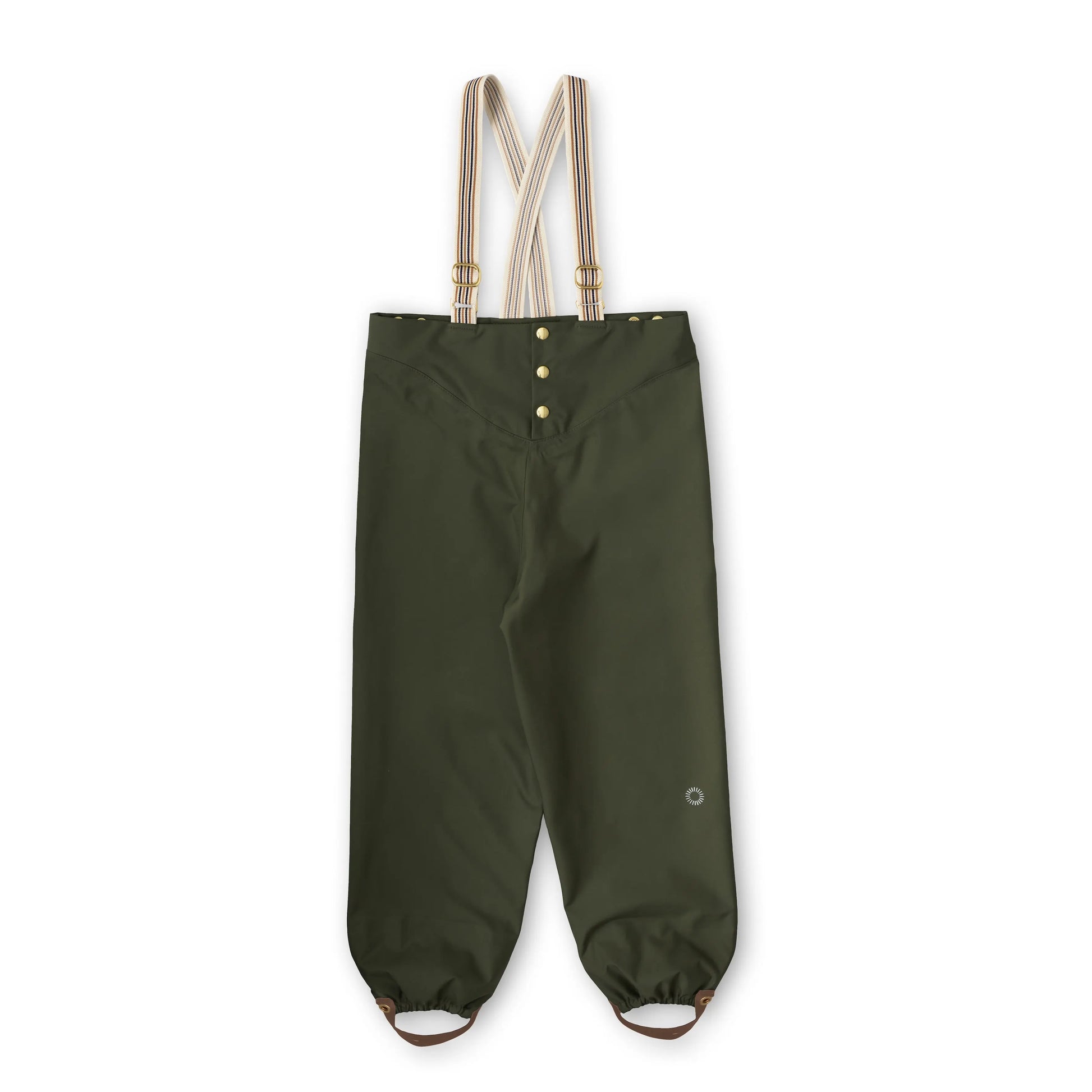 Made for children with a penchant for puddle jumping, the Rain Pants are inspired by French under trousers. The brass snaps open at the waistline to support independent dressing and there are several adjustable features: the suspenders, waistband and stirrups. This waterproof design fits at least three sizes and accommodates warm under-layers, so your child has the freedom to explore while staying cozy and dry.