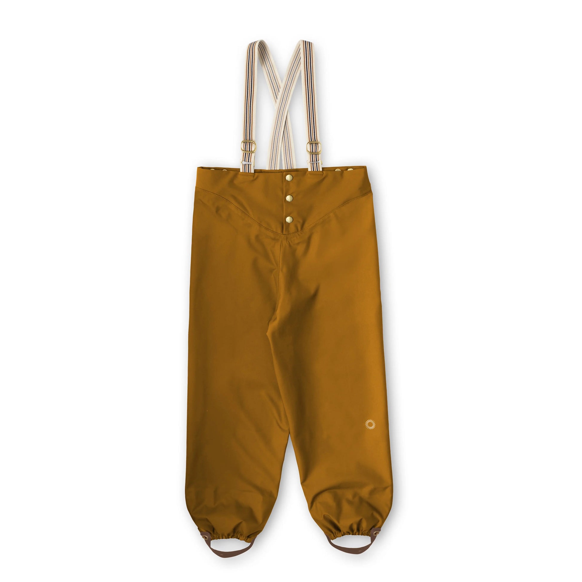 Made for children with a penchant for puddle jumping, the Rain Pants are inspired by French under trousers. The brass snaps open at the waistline to support independent dressing and there are several adjustable features: the suspenders, waistband and stirrups. This waterproof design fits at least three sizes and accommodates warm under-layers, so your child has the freedom to explore while staying cozy and dry. 