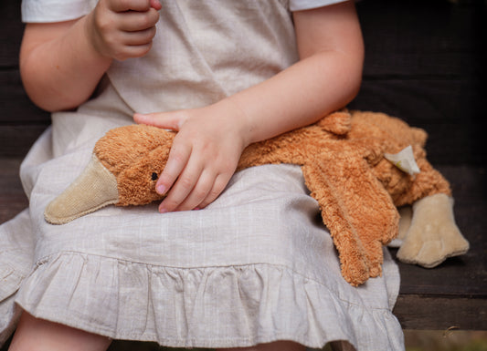 Senger Naturwelt Goose (Rust) | Organic Cotton Plush with Grape Seed Warming Pillow