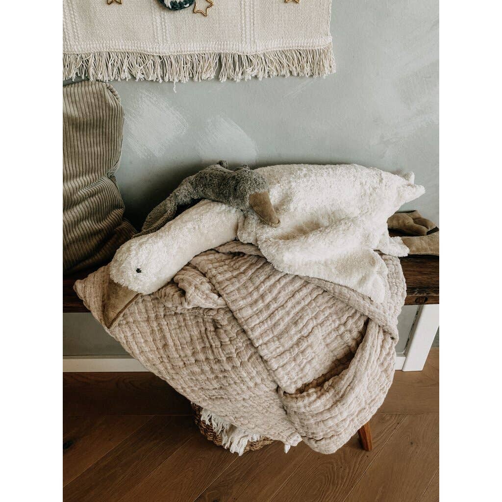 Senger Naturwelt Goose Warming Pillow (Large, White) | Organic Cotton Plush Cuddly Animal